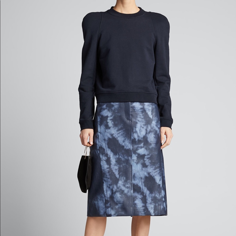 $475 NWT Tibi Rubberized Blue Tie Dye Sculpted Skirt L 10